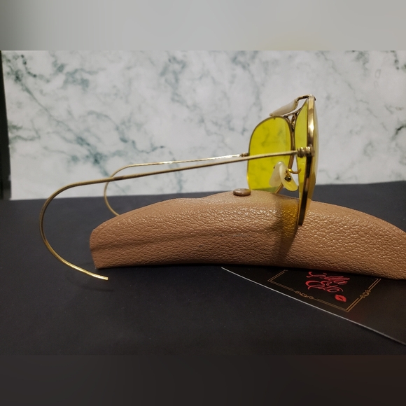 Vintage 1950s 10k Gold Ray Ban B&L Aviator Sunglasses Kalichrome Yellow - Picture 9 of 16